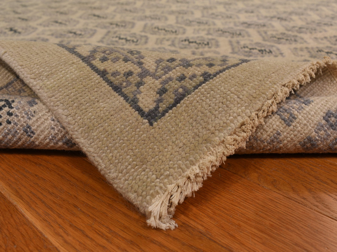 11'8" x 14'9" New Hand Knotted Ivory Wool Rectangle Oriental Rug - MOA10278264