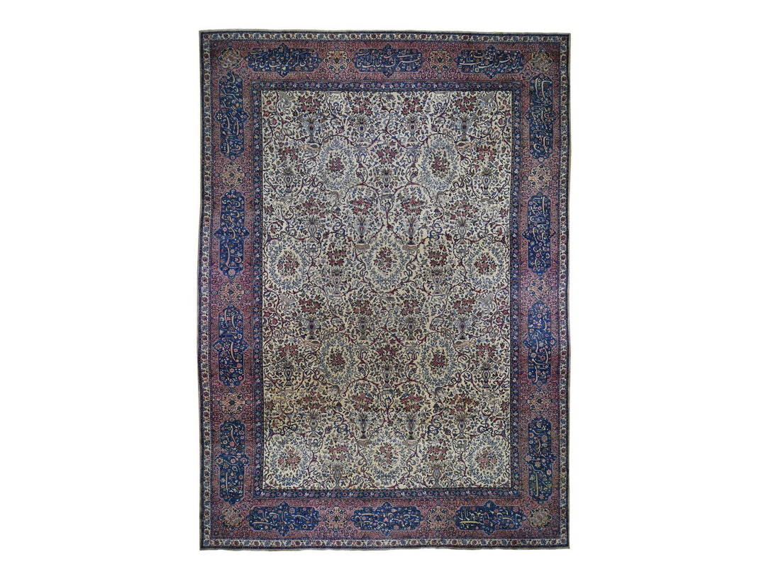 13'5" x 19'8" Vintage Hand Knotted Ivory Wool Rectangle Oriental Rug - MOA10278265