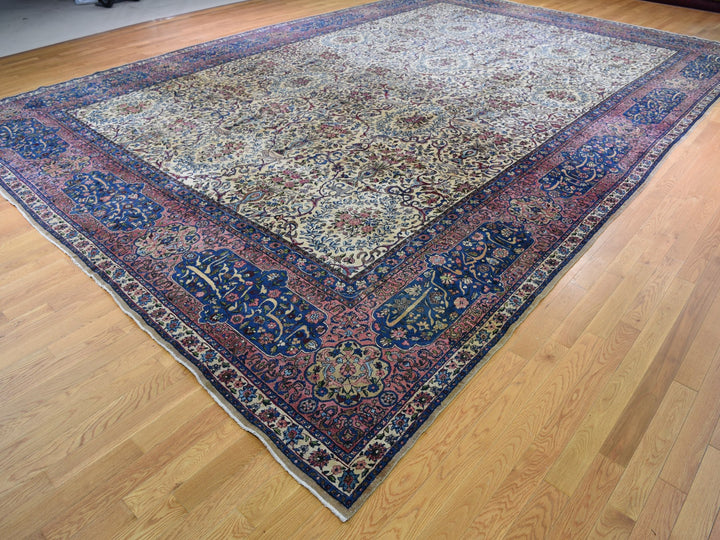 13'5" x 19'8" Vintage Hand Knotted Ivory Wool Rectangle Oriental Rug - MOA10278265