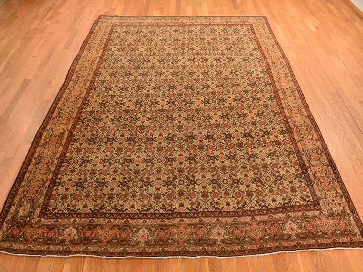 8'3" x 11'5" Vintage Hand Knotted Brown Wool Rectangle Oriental Rug - MOA10278266