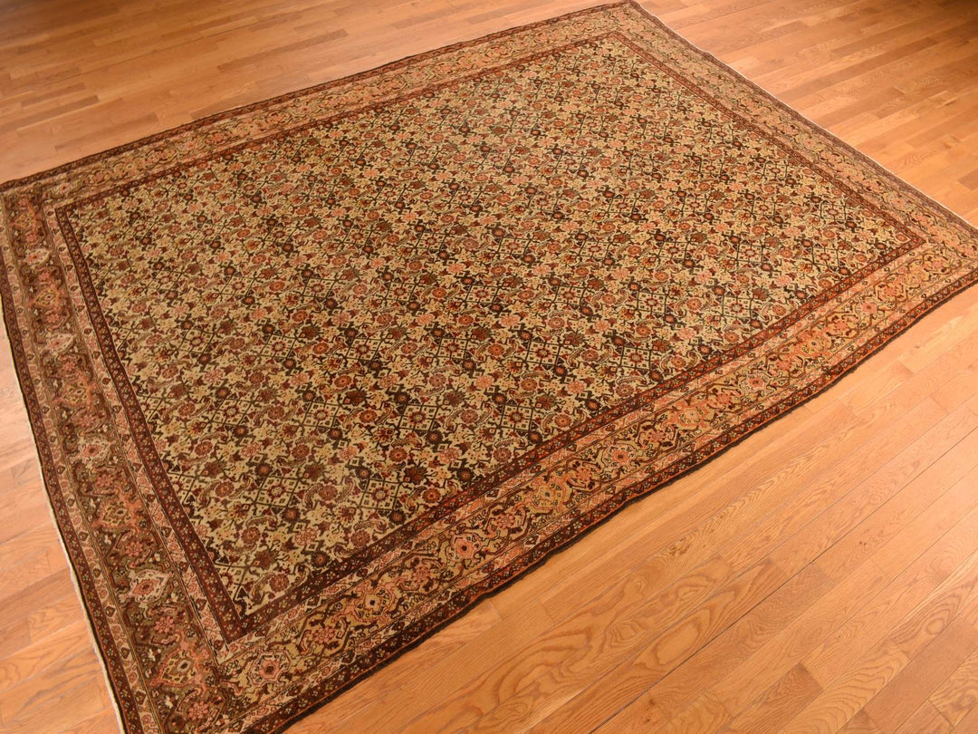 8'3" x 11'5" Vintage Hand Knotted Brown Wool Rectangle Oriental Rug - MOA10278266