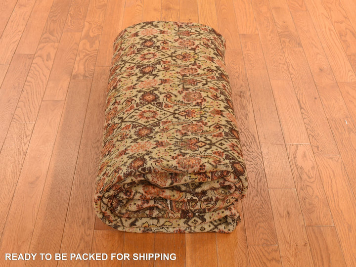 8'3" x 11'5" Vintage Hand Knotted Brown Wool Rectangle Oriental Rug - MOA10278266