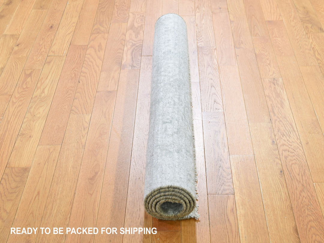 3'2" x 5'1" New Hand Knotted Grey Wool & Silk Rectangle Oriental Rug - MOA10278268