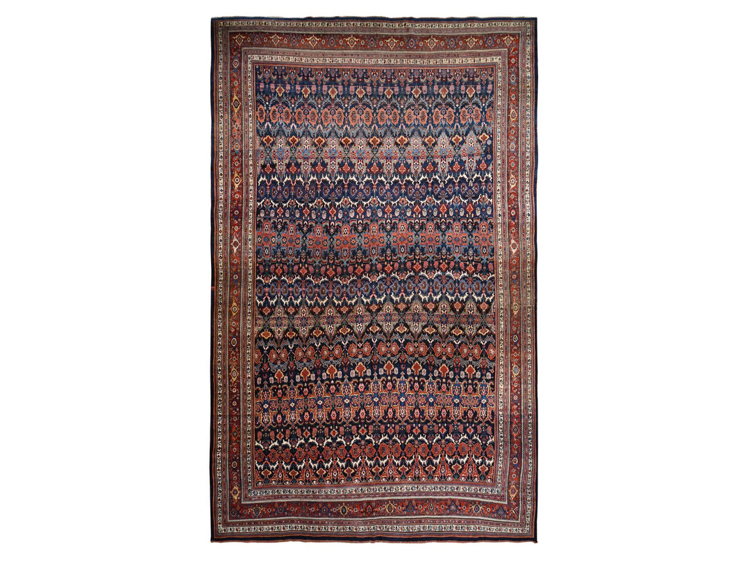 12'6" x 20'1" Vintage Hand Knotted Blue Wool Rectangle Oriental Rug - MOA10278272