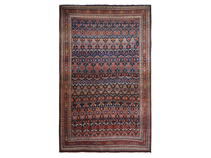 12'6" x 20'1" Vintage Hand Knotted Blue Wool Rectangle Oriental Rug - MOA10278272