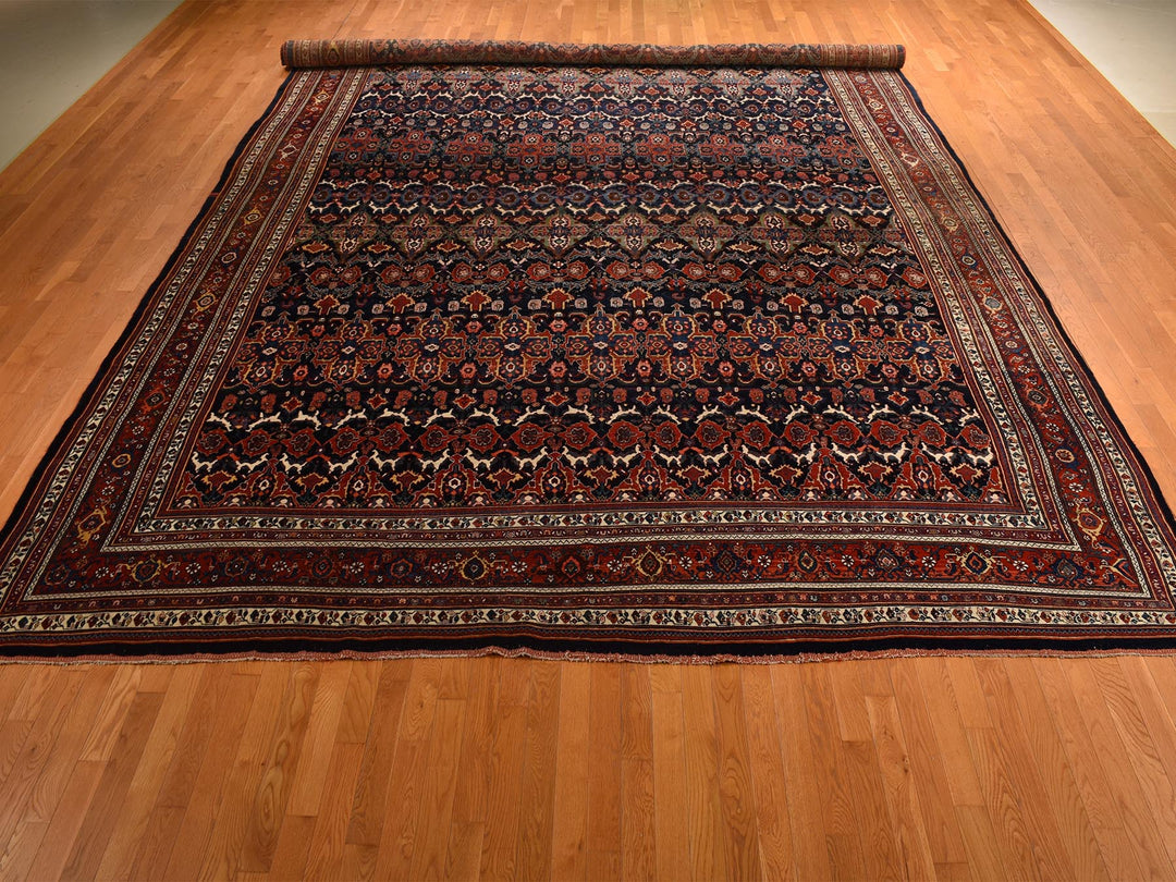 12'6" x 20'1" Vintage Hand Knotted Blue Wool Rectangle Oriental Rug - MOA10278272
