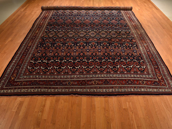 12'6" x 20'1" Vintage Hand Knotted Blue Wool Rectangle Oriental Rug - MOA10278272
