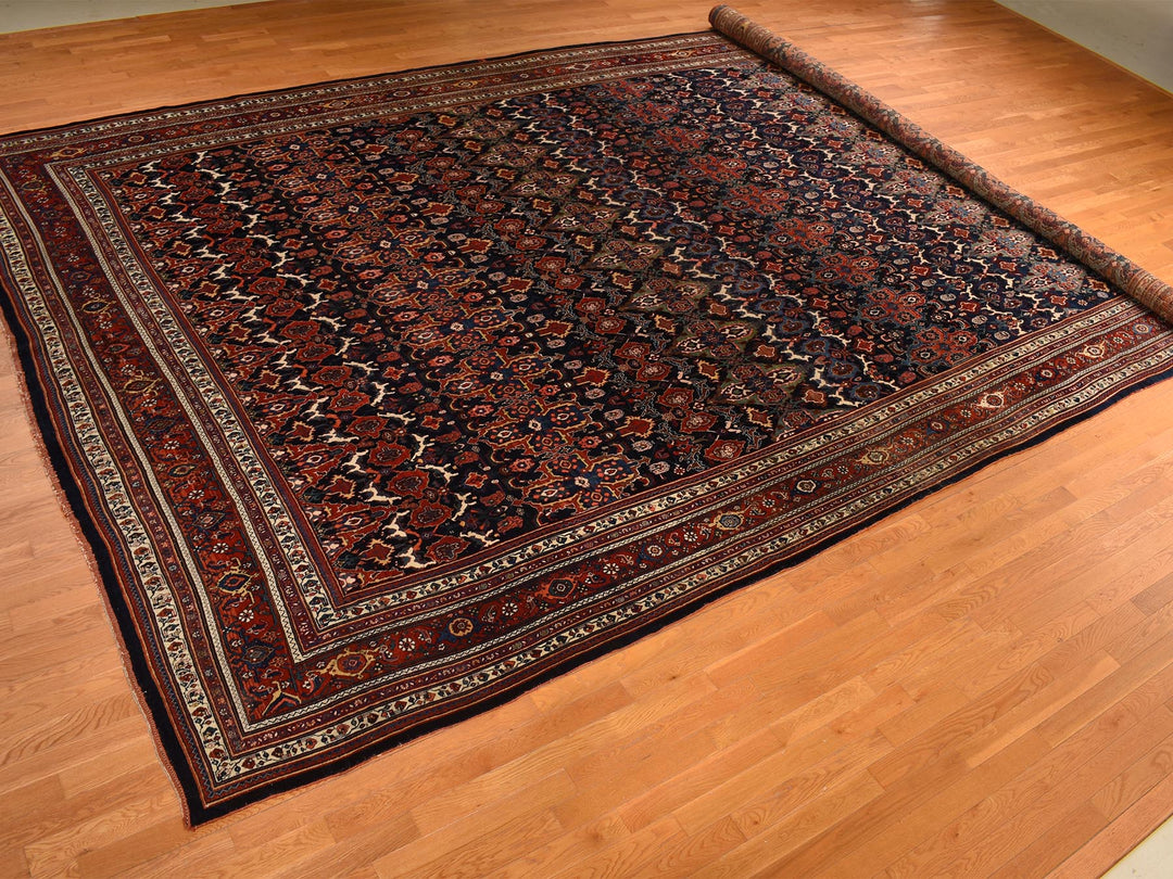 12'6" x 20'1" Vintage Hand Knotted Blue Wool Rectangle Oriental Rug - MOA10278272