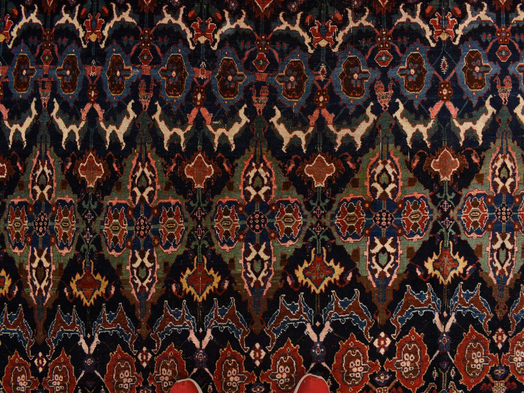 12'6" x 20'1" Vintage Hand Knotted Blue Wool Rectangle Oriental Rug - MOA10278272