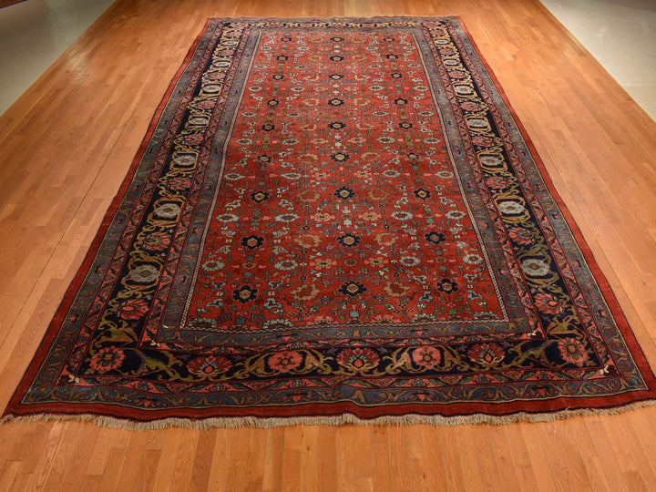 11'2" x 18'5" Vintage Hand Knotted Red Wool Rectangle Oriental Rug - MOA10278275