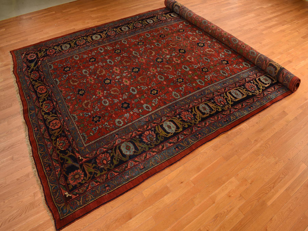 11'2" x 18'5" Vintage Hand Knotted Red Wool Rectangle Oriental Rug - MOA10278275