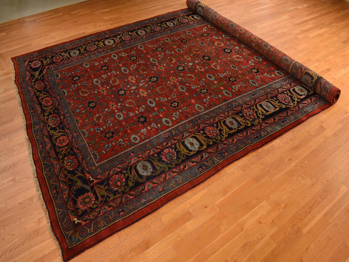 11'2" x 18'5" Vintage Hand Knotted Red Wool Rectangle Oriental Rug - MOA10278275