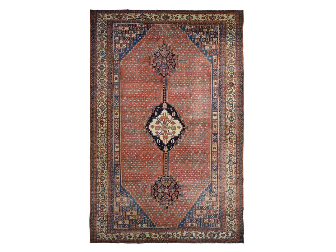 12'6" x 19'6" Vintage Hand Knotted Red Wool Rectangle Oriental Rug - MOA10278276