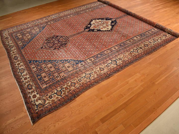 12'6" x 19'6" Vintage Hand Knotted Red Wool Rectangle Oriental Rug - MOA10278276