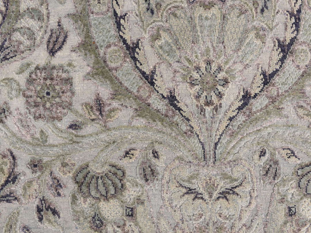 3'0" x 11'10" New Hand Knotted Grey Wool & Pure Silk Runner Oriental Rug - MOA10278282
