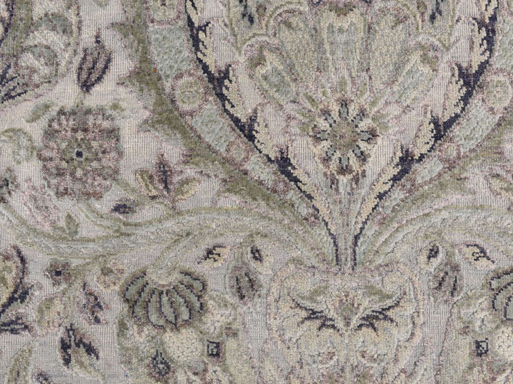 3'0" x 11'10" New Hand Knotted Grey Wool & Pure Silk Runner Oriental Rug - MOA10278282