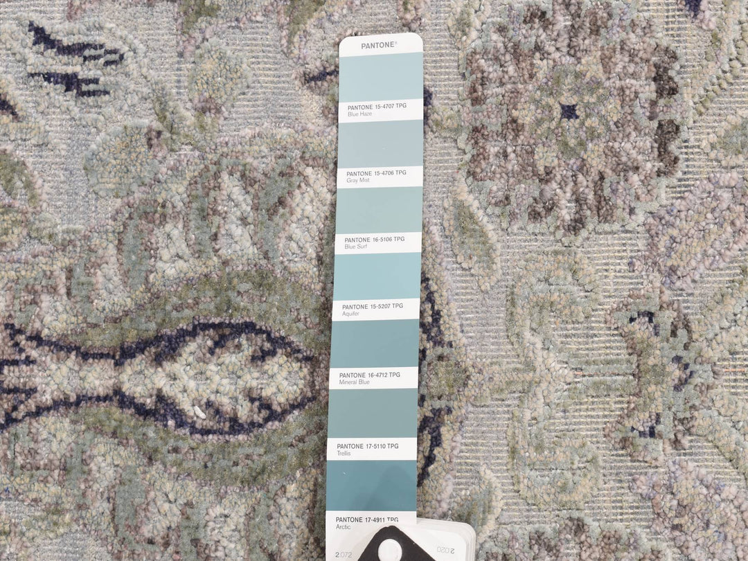 3'0" x 11'10" New Hand Knotted Grey Wool & Pure Silk Runner Oriental Rug - MOA10278282