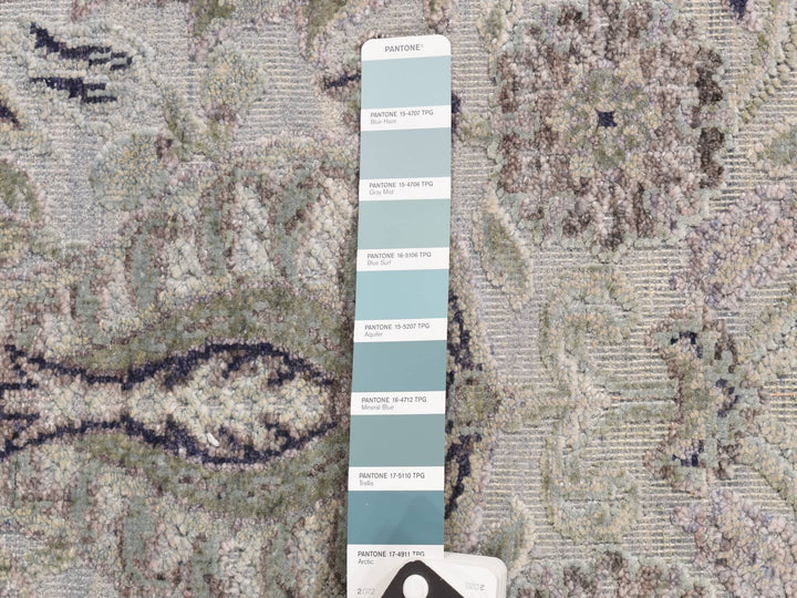3'0" x 11'10" New Hand Knotted Grey Wool & Pure Silk Runner Oriental Rug - MOA10278282