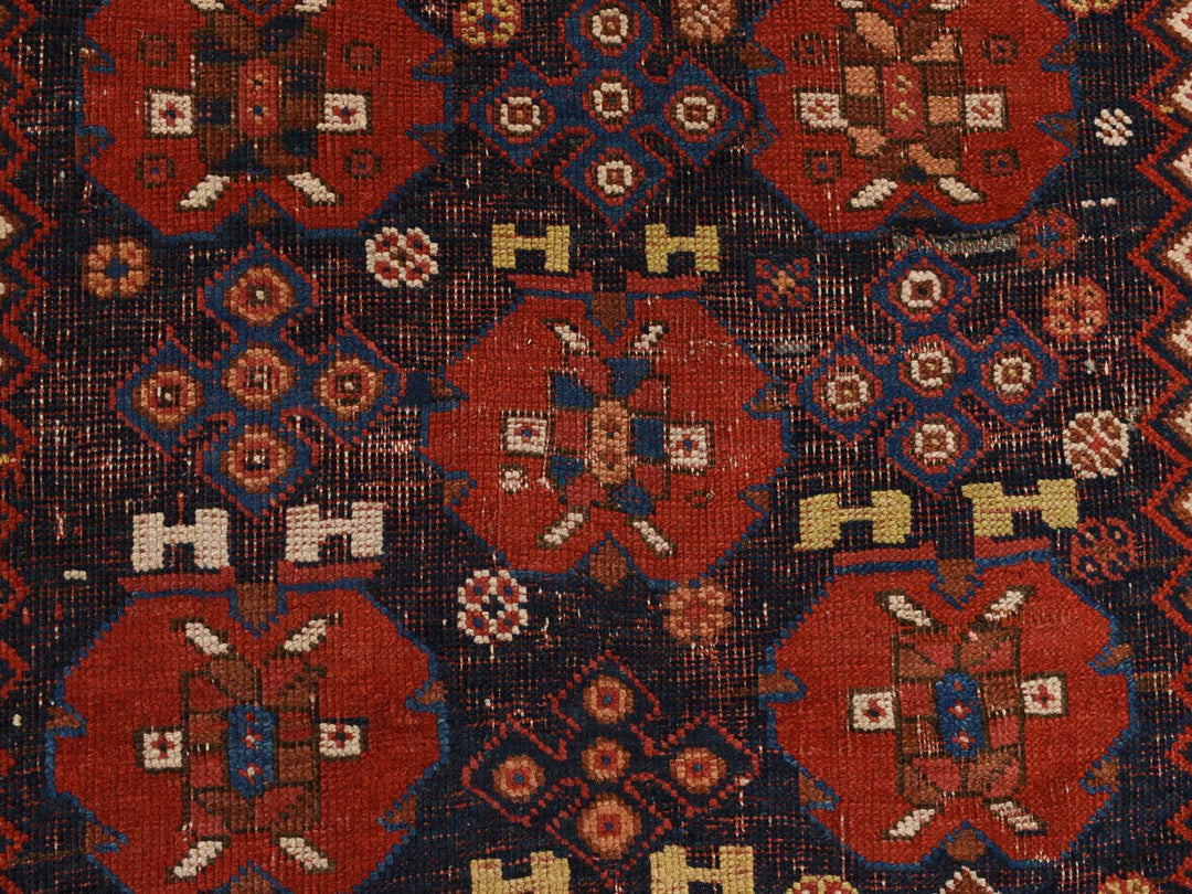 4'1" x 5'0" Vintage Hand Knotted Red Wool Rectangle Oriental Rug - MOA10278283
