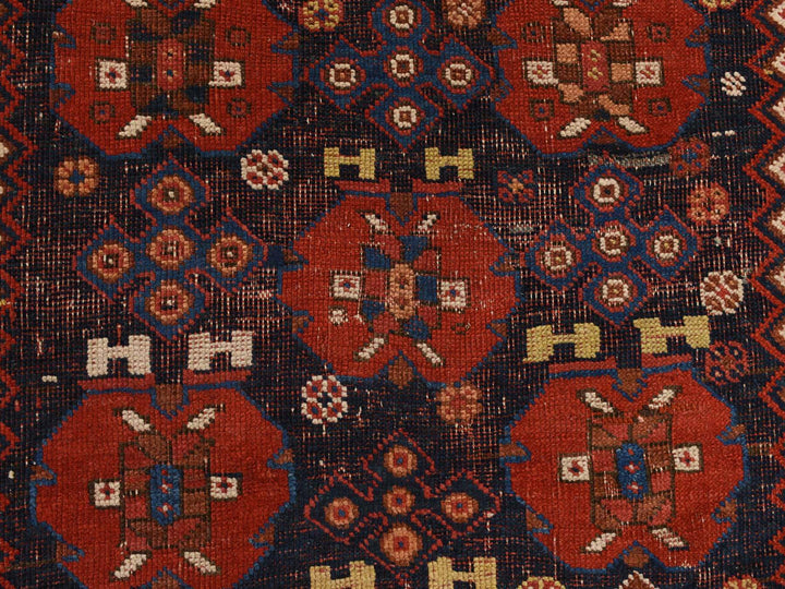4'1" x 5'0" Vintage Hand Knotted Red Wool Rectangle Oriental Rug - MOA10278283