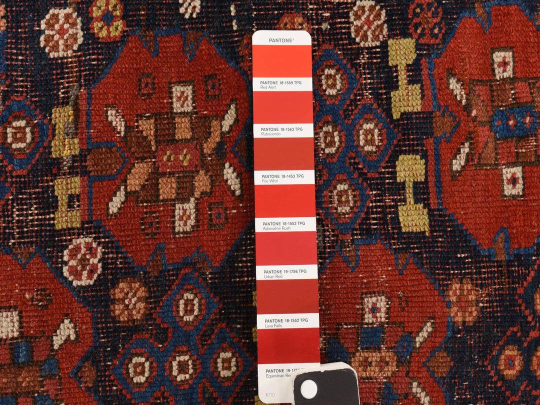 4'1" x 5'0" Vintage Hand Knotted Red Wool Rectangle Oriental Rug - MOA10278283