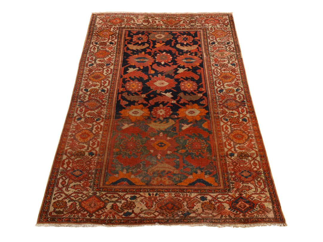 4'0" x 6'2" Vintage Hand Knotted Orange Wool Rectangle Oriental Rug - MOA10278284