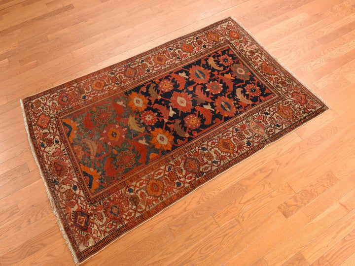 4'0" x 6'2" Vintage Hand Knotted Orange Wool Rectangle Oriental Rug - MOA10278284