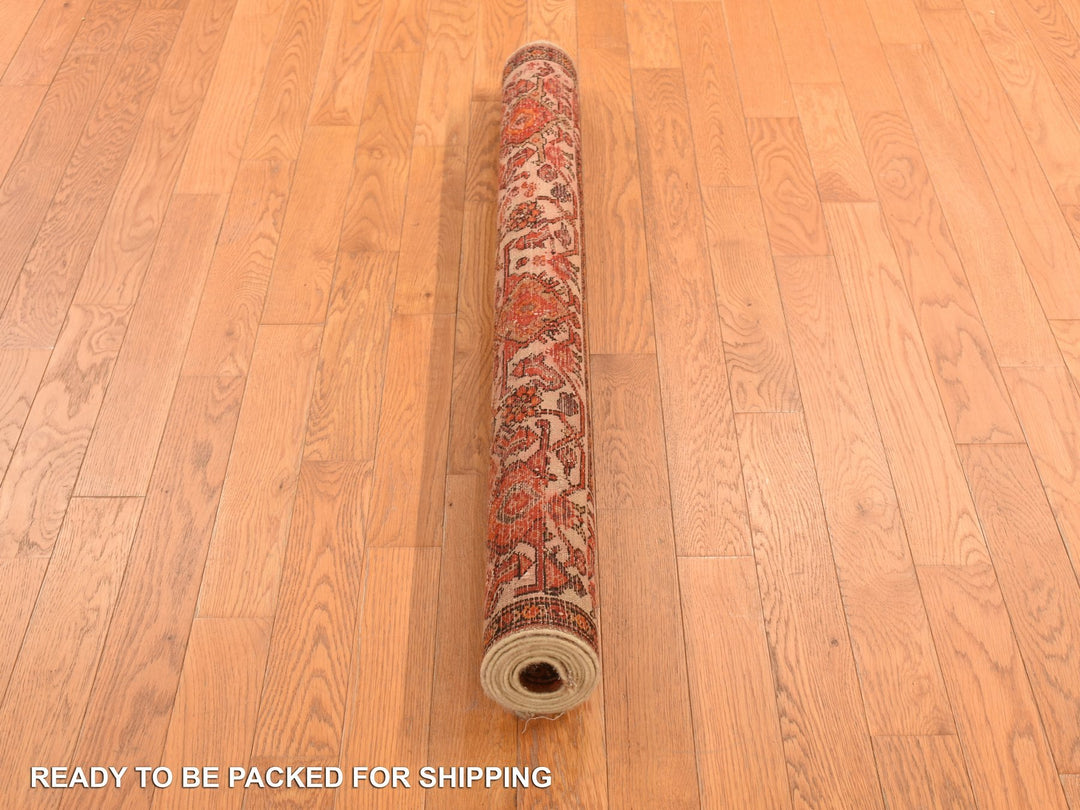 4'0" x 6'2" Vintage Hand Knotted Orange Wool Rectangle Oriental Rug - MOA10278284