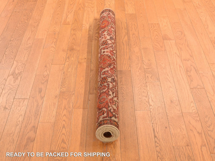 4'0" x 6'2" Vintage Hand Knotted Orange Wool Rectangle Oriental Rug - MOA10278284