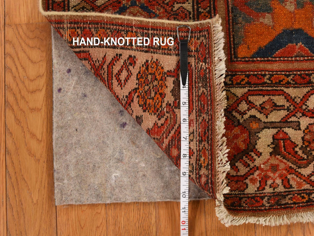 4'0" x 6'2" Vintage Hand Knotted Orange Wool Rectangle Oriental Rug - MOA10278284