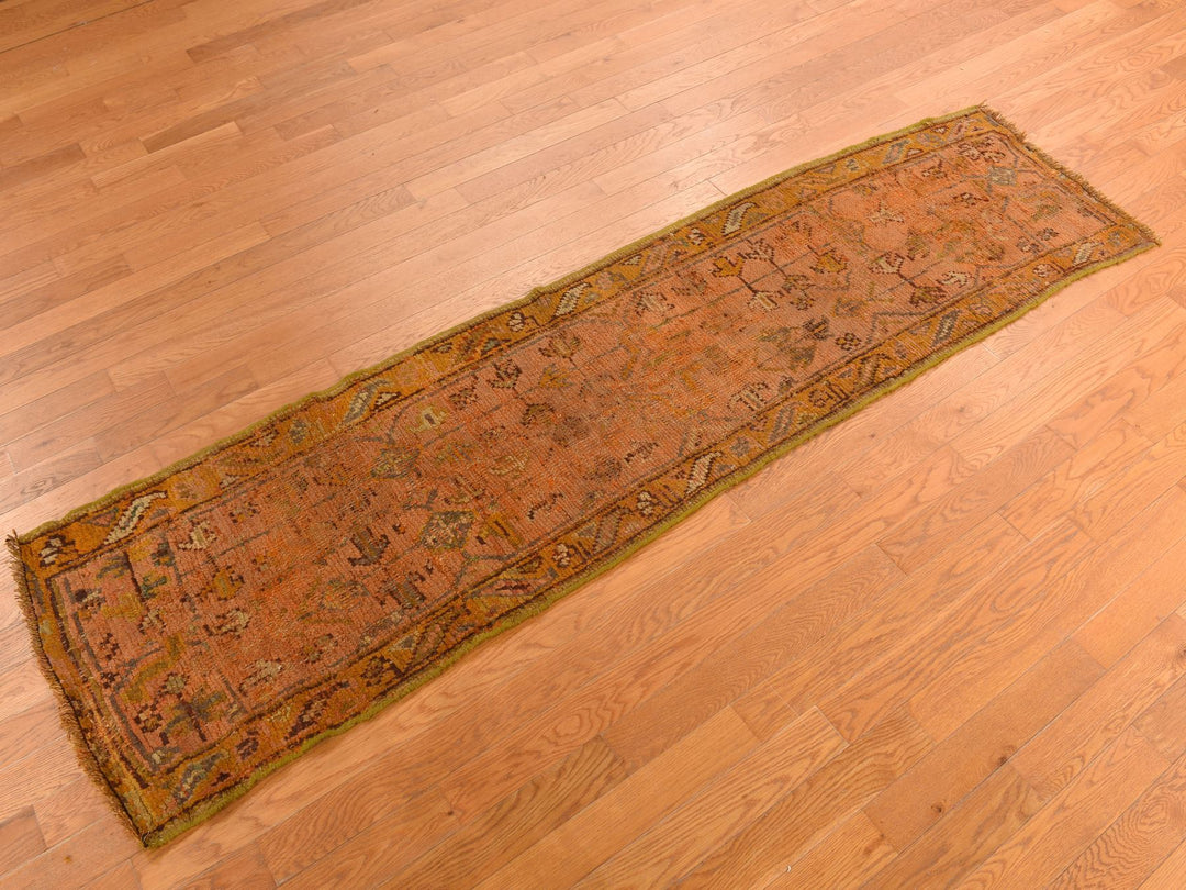 2'1" x 8'3" Vintage Hand Knotted Orange Wool Runner Oriental Rug - MOA10278285