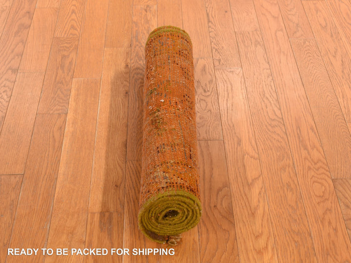 2'1" x 8'3" Vintage Hand Knotted Orange Wool Runner Oriental Rug - MOA10278285