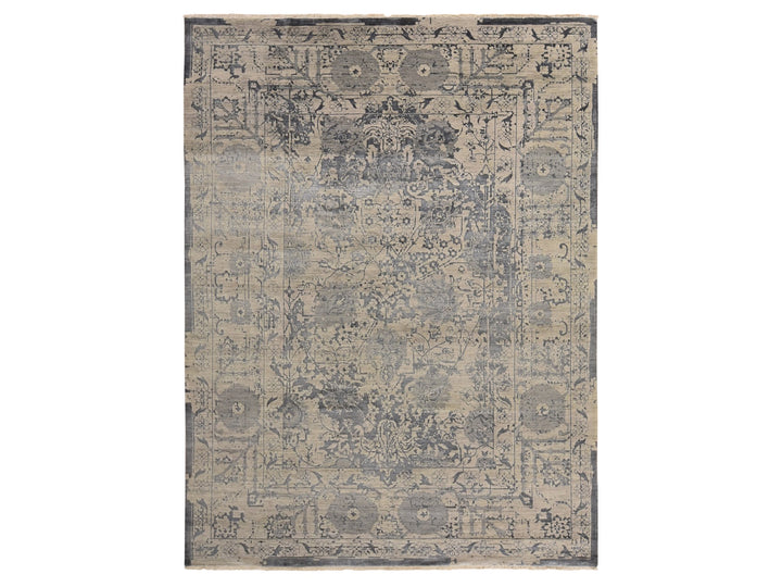 9'1" x 12'0" New Hand Knotted Brown Wool & Silk Rectangle Oriental Rug - MOA10278288