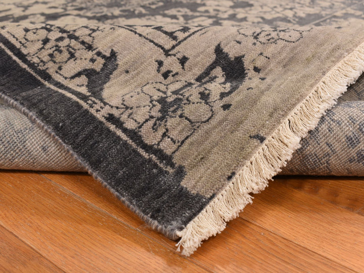 9'1" x 12'0" New Hand Knotted Brown Wool & Silk Rectangle Oriental Rug - MOA10278288