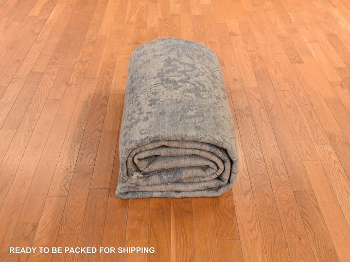 9'1" x 12'0" New Hand Knotted Brown Wool & Silk Rectangle Oriental Rug - MOA10278288