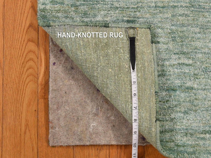 2'0" x 3'0" New Hand Knotted Green Sari Silk Rectangle Oriental Rug - MOA10278292