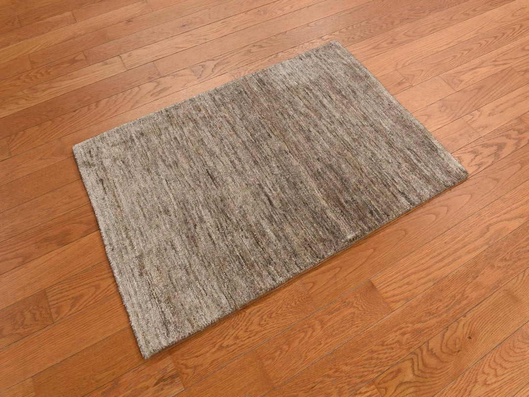 2'0" x 3'0" New Hand Knotted Brown Sari Silk Rectangle Oriental Rug - MOA10278293