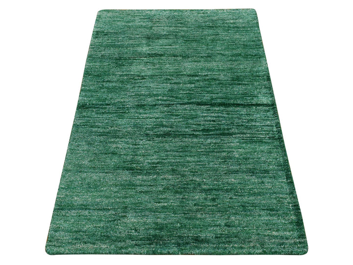 2'0" x 3'1" New Hand Knotted Green Sari Silk Rectangle Oriental Rug - MOA10278294