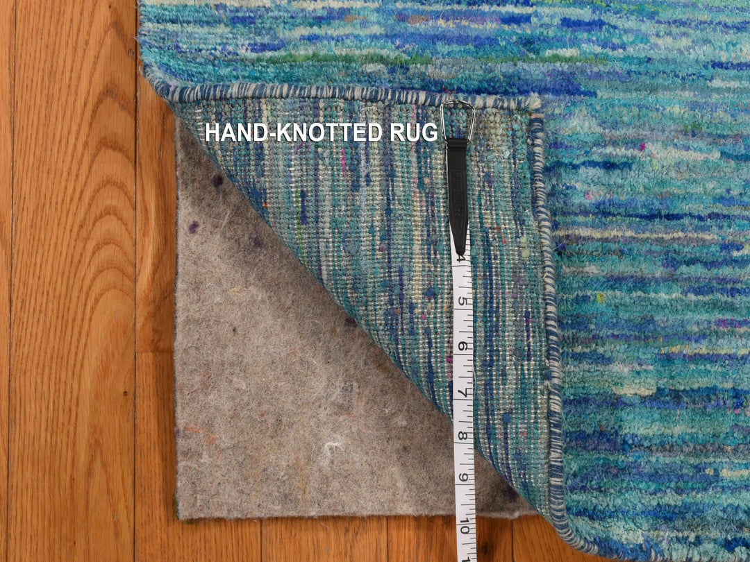 2'1" x 3'2" New Hand Knotted Blue Sari Silk Rectangle Oriental Rug - MOA10278295