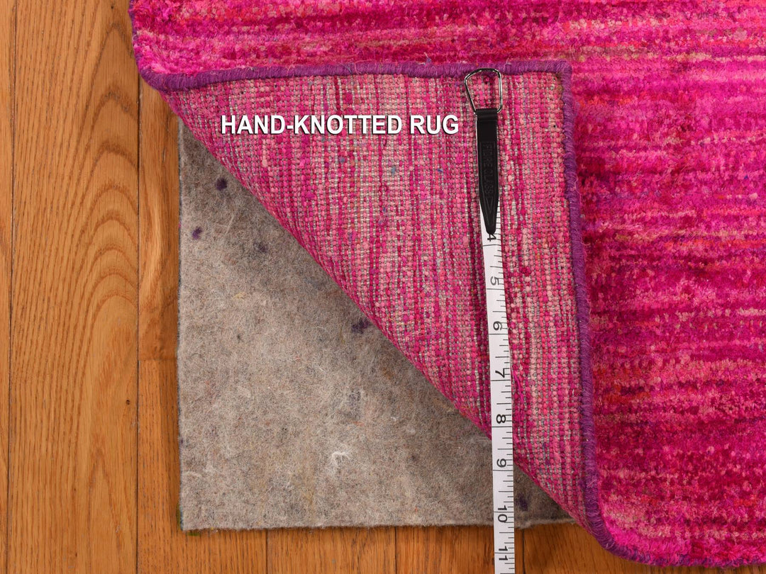 2'1" x 3'1" New Hand Knotted Pink Sari Silk Rectangle Oriental Rug - MOA10278299