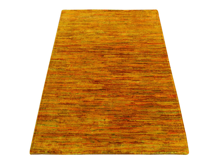2'1" x 3'0" New Hand Knotted Yellow Sari Silk Rectangle Oriental Rug - MOA10278300