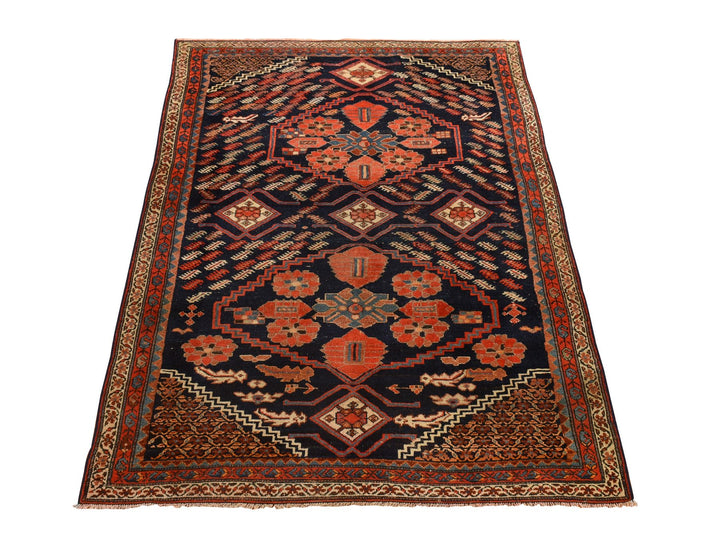 4'6" x 6'7" Vintage Hand Knotted Red Wool Rectangle Oriental Rug - MOA10278302