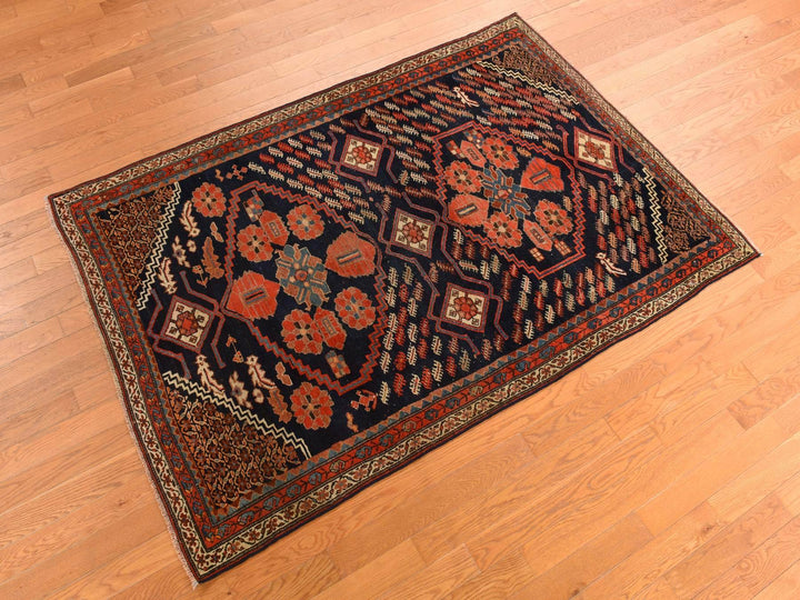 4'6" x 6'7" Vintage Hand Knotted Red Wool Rectangle Oriental Rug - MOA10278302