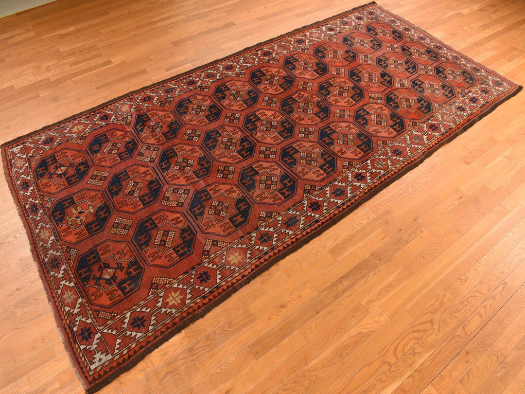6'3" x 13'3" Vintage Hand Knotted Red Wool Runner Oriental Rug - MOA10278304