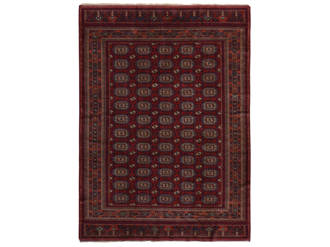 6'10" x 9'7" Vintage Hand Knotted Red Wool Rectangle Oriental Rug - MOA10278305