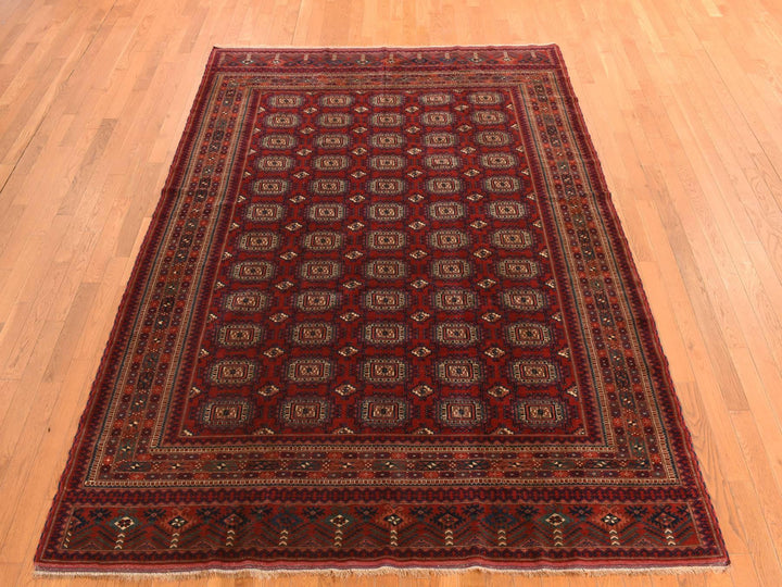 6'10" x 9'7" Vintage Hand Knotted Red Wool Rectangle Oriental Rug - MOA10278305