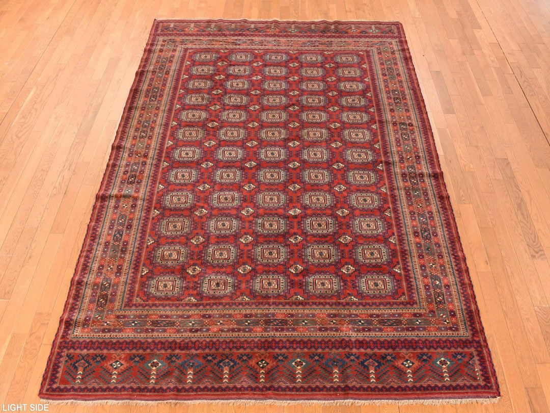 6'10" x 9'7" Vintage Hand Knotted Red Wool Rectangle Oriental Rug - MOA10278305