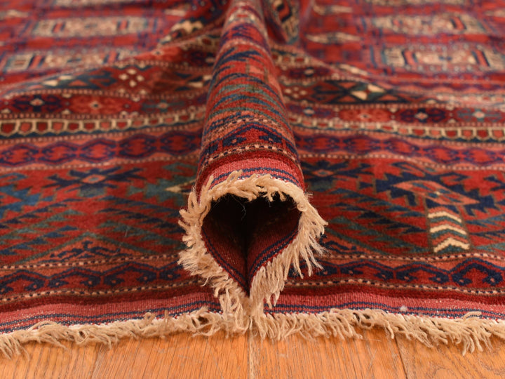 6'10" x 9'7" Vintage Hand Knotted Red Wool Rectangle Oriental Rug - MOA10278305