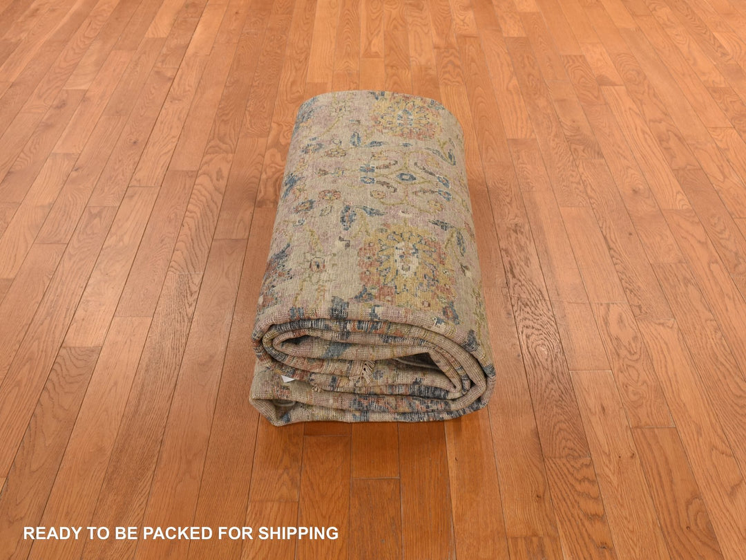 9'0" x 11'9" New Hand Knotted Brown Wool Rectangle Oriental Rug - MOA10278319