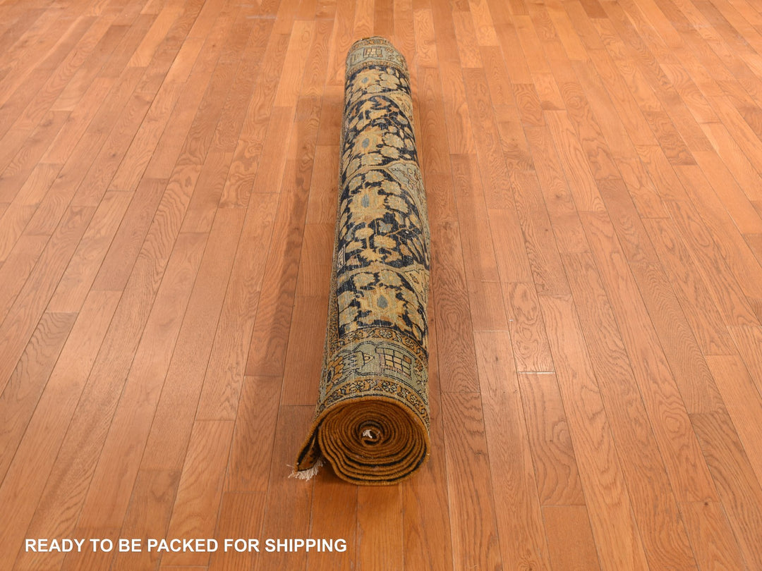 6'8" x 19'3" Vintage Hand Knotted Yellow Wool Runner Oriental Rug - MOA10278322